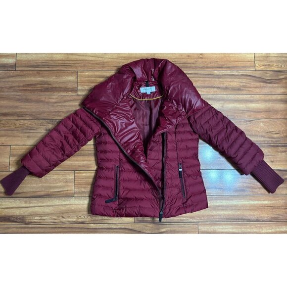 Marc New York Burgundy Down Filled Quilted Puffer Coat Women's Large Luxury - Picture 8 of 12